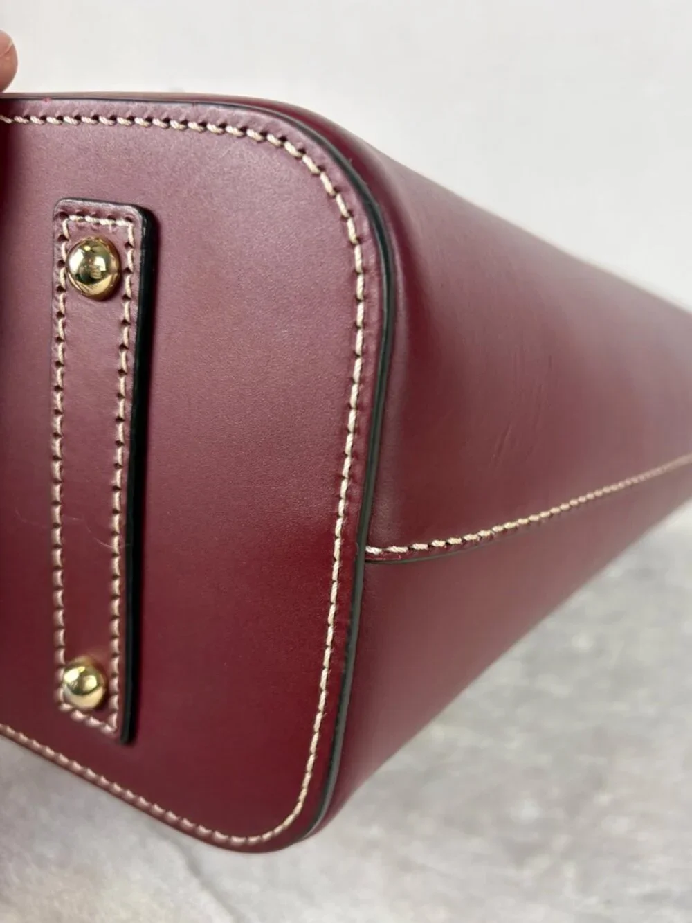 Dooney & Bourke Beacon Collection Slip Tote in Matte Bordeaux Vacchetta Leather